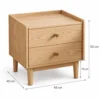 Ash two-drawer nightstand dimensions