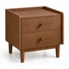 Solid ash two-drawer nightstand in walnut color