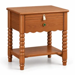 Bobbin leg nightstand in vintage wood color