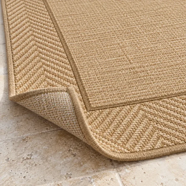 Close-up of herringbone border and thin flatweave
