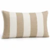 Sand and white cabana stripe outdoor lumbar pillow