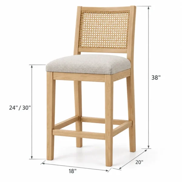 Cane back bar stool dimensions