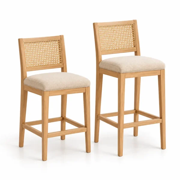Cane back stool in counter and bar heights