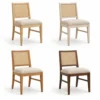 Cane back dining chair in natural, white wash, teak and walnut finishes