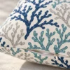 Close-up of coral print outdoor fabric and zipper