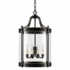 Tall black cylinder glass lantern pendant with four candle lights