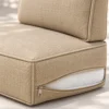 Close-up of welted edge, zipper and quick-dry foam