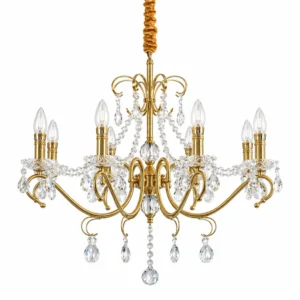 Copper crystal candle chandelier with 8 lights