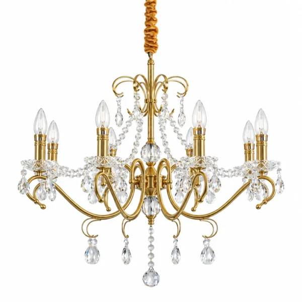 Copper crystal candle chandelier with 8 lights