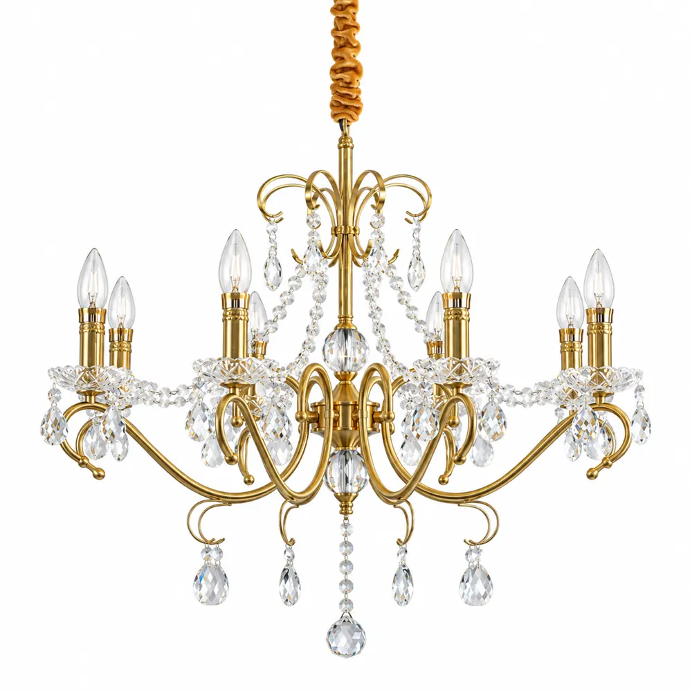 Copper crystal candle chandelier with 8 lights