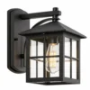 Black stainless steel outdoor wall lantern with grid glass