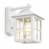 White stainless steel outdoor wall lantern with grid glass