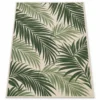 Green palm leaf indoor outdoor rug on ivory