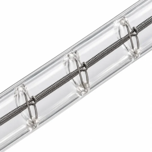 Coiled filament and support wires inside the R7S halogen lamp