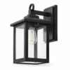 Black stainless steel outdoor wall lantern with seeded glass