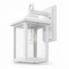 White stainless steel outdoor wall lantern with seeded glass