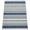 Blue and white striped indoor outdoor rug