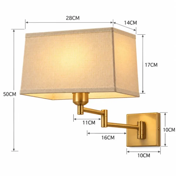 Swing arm bedside wall sconce dimensions