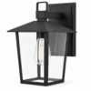 Black stainless steel outdoor wall lantern with clear glass