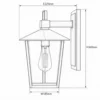 Outdoor wall lantern dimensions, W185 mm, H340 mm, projection 225 mm