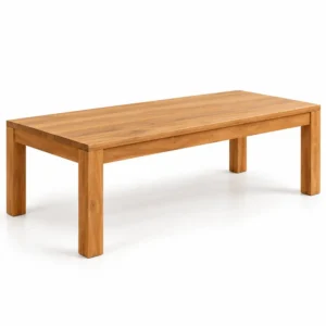 Solid teak rectangular dining table in natural finish