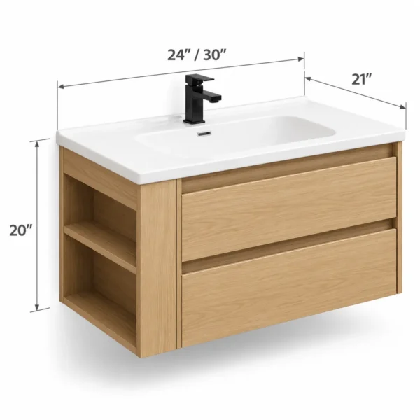 24 and 30 inch wall-hung vanity dimensions