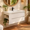 White wall-hung vanity in a villa guest bathroom