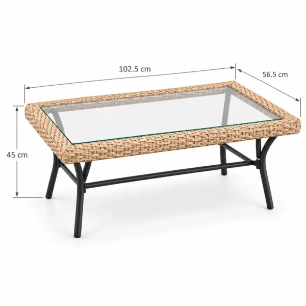 Woven wicker coffee table dimensions